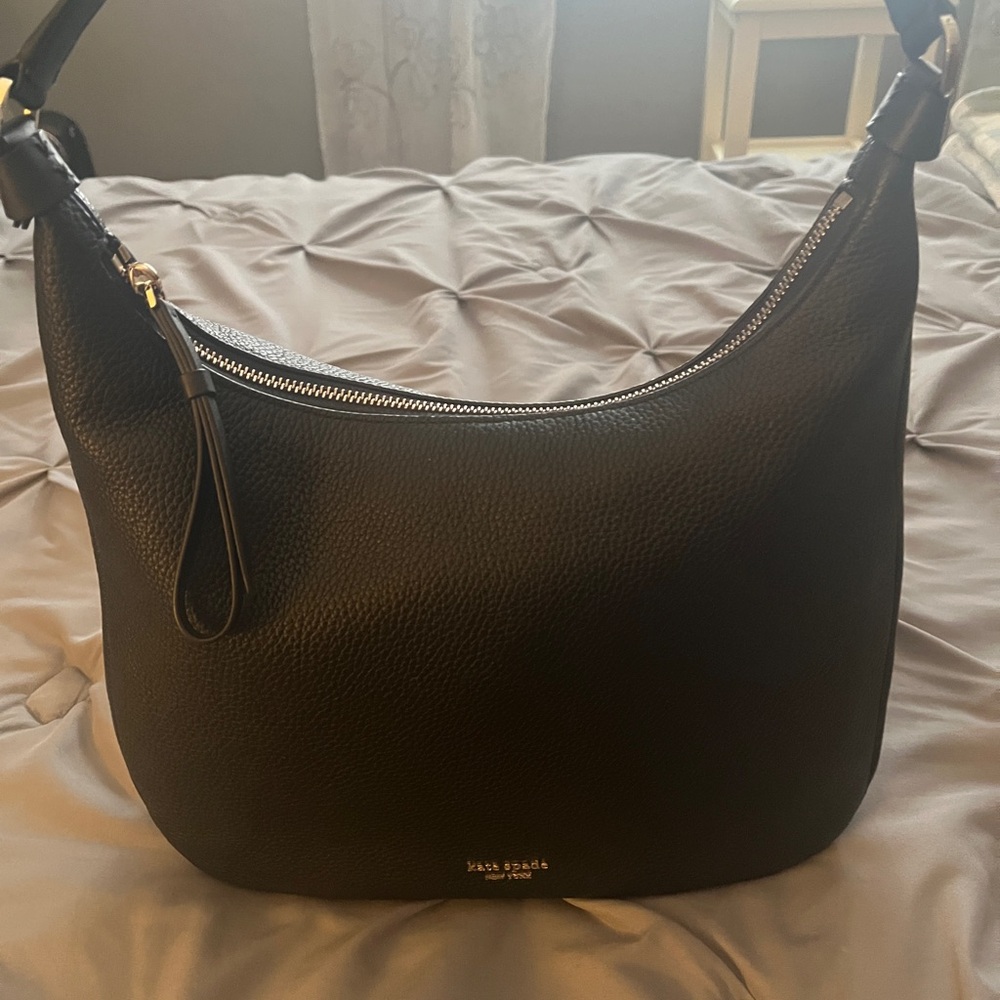 Kate Spade Black Pebbled Leather Hobo Bag